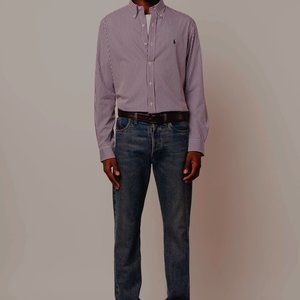RALPH LAUREN Classic Fit men's SHIRT Sz 16 / 34-35 100% COTTON LOGO Irish purple